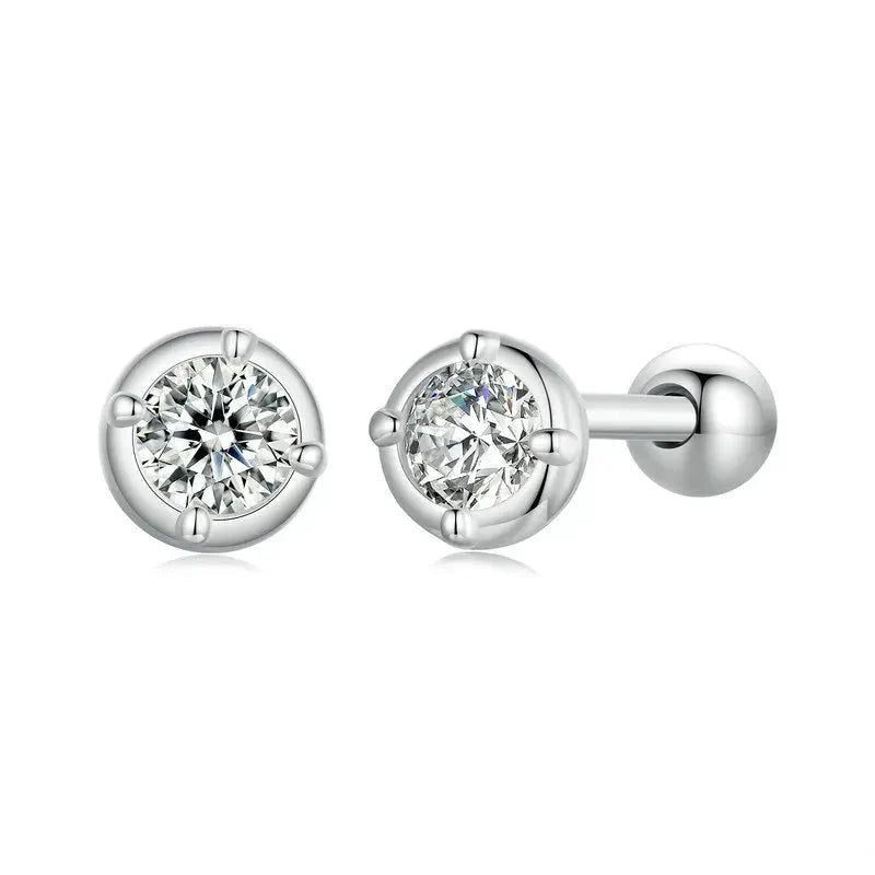 0.1 Ct Moissanite Stud Earrings 925 Sterling Silver Round Bridal Jewelry BandsCo Straps