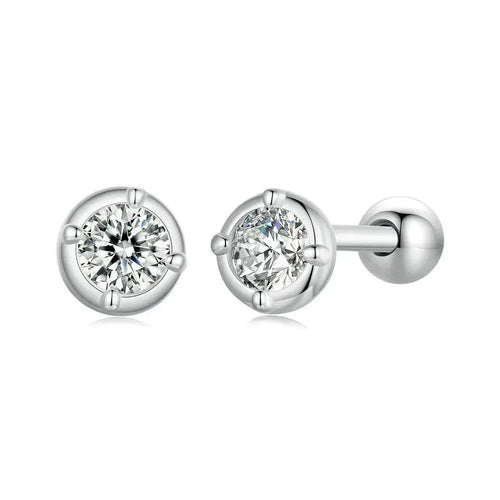 0.1 Ct Moissanite Stud Earrings 925 Sterling Silver Round Bridal Jewelry BandsCo Straps