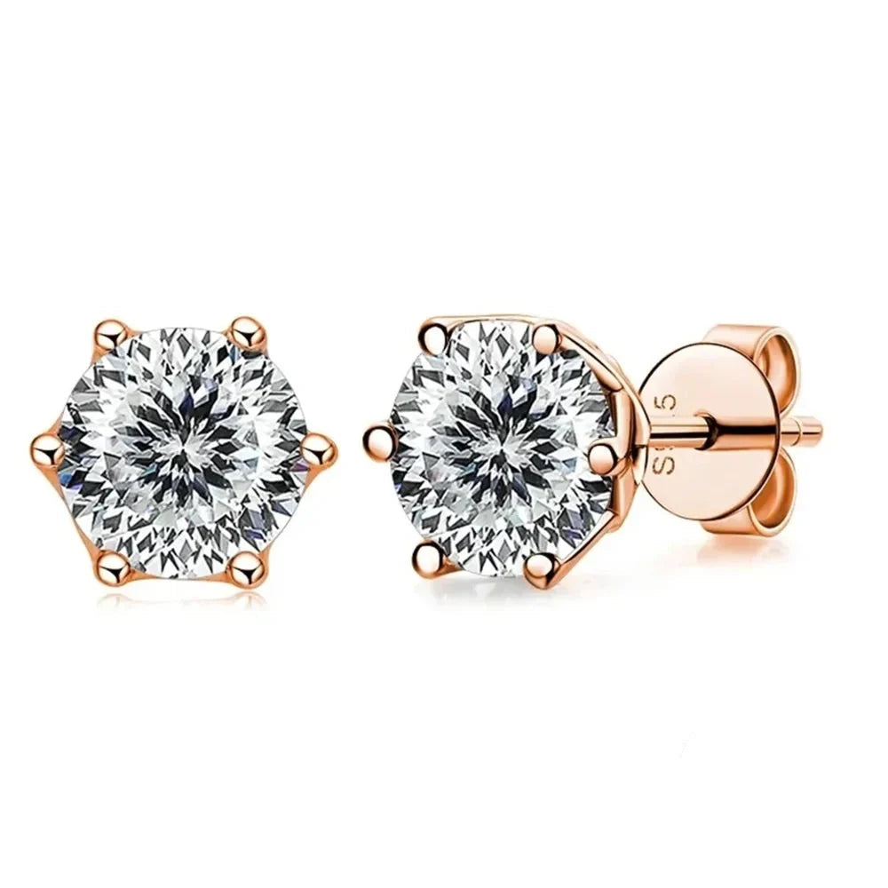 0.5-1ct D Color Moissanite Stud Earrings 925 Sterling Silver Gold Plated BandsCo Straps