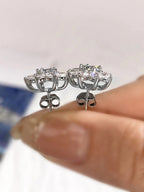 0.5 Ct Moissanite Flower Stud Earrings 925 Sterling Silver Solitaire Wedding BandsCo Straps
