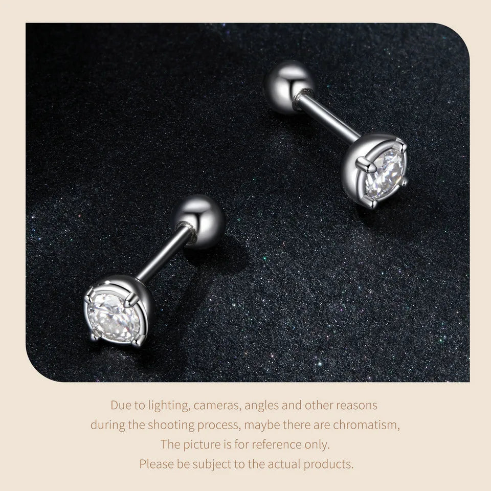0.1 Ct Moissanite Stud Earrings 925 Sterling Silver Round Bridal Jewelry BandsCo Straps