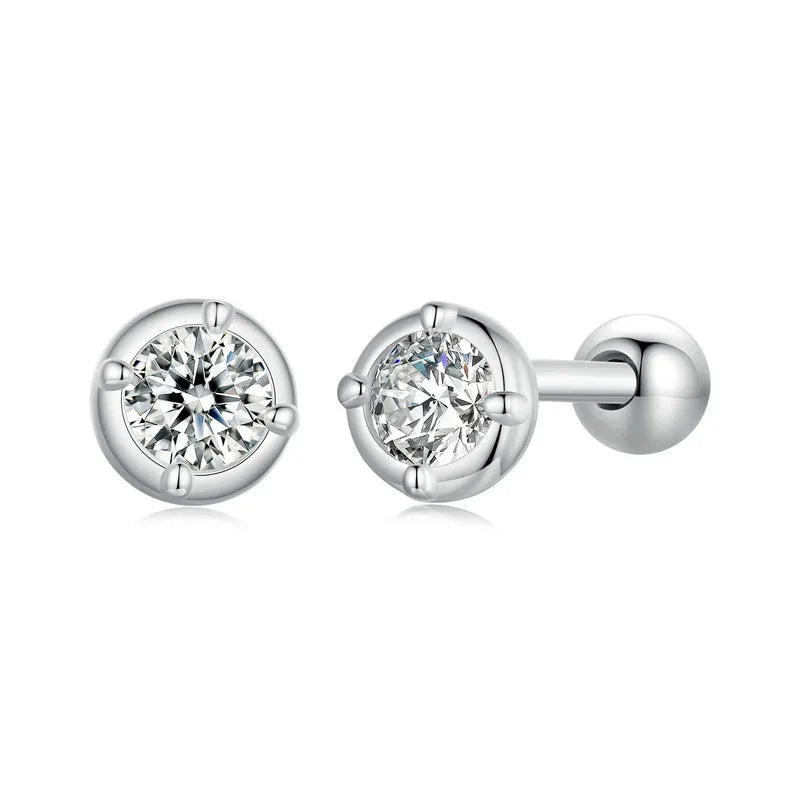 0.1 Ct Moissanite Stud Earrings 925 Sterling Silver Round Bridal Jewelry BandsCo Straps