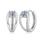 0.3CT Moissanite Double Layer Huggie Hoop Earrings D Color VVS1 Round Cut BandsCo Straps