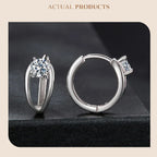 0.3CT Moissanite Double Layer Huggie Hoop Earrings D Color VVS1 Round Cut BandsCo Straps