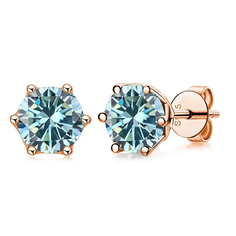 0.5-1ct D Color Moissanite Stud Earrings 925 Sterling Silver Gold Plated BandsCo Straps