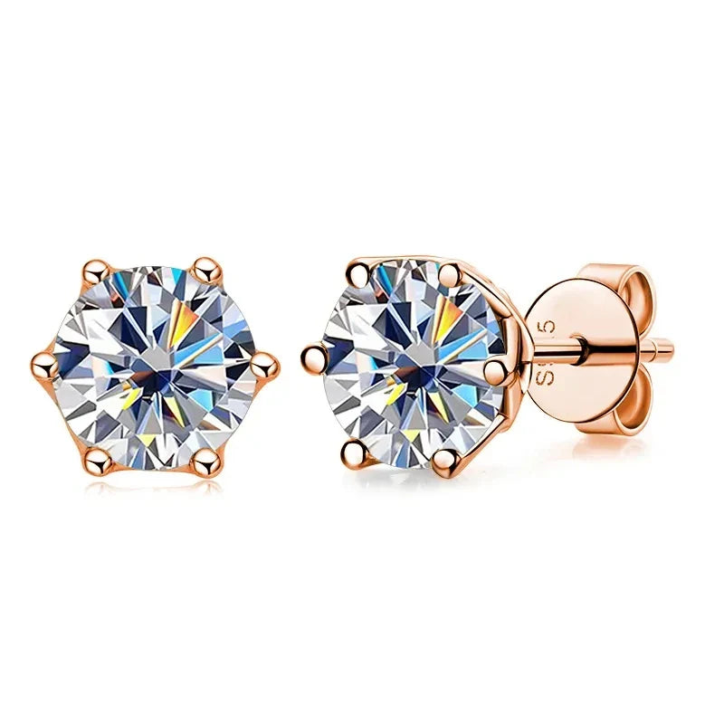 0.5-1ct D Color Moissanite Stud Earrings 925 Sterling Silver Gold Plated BandsCo Straps