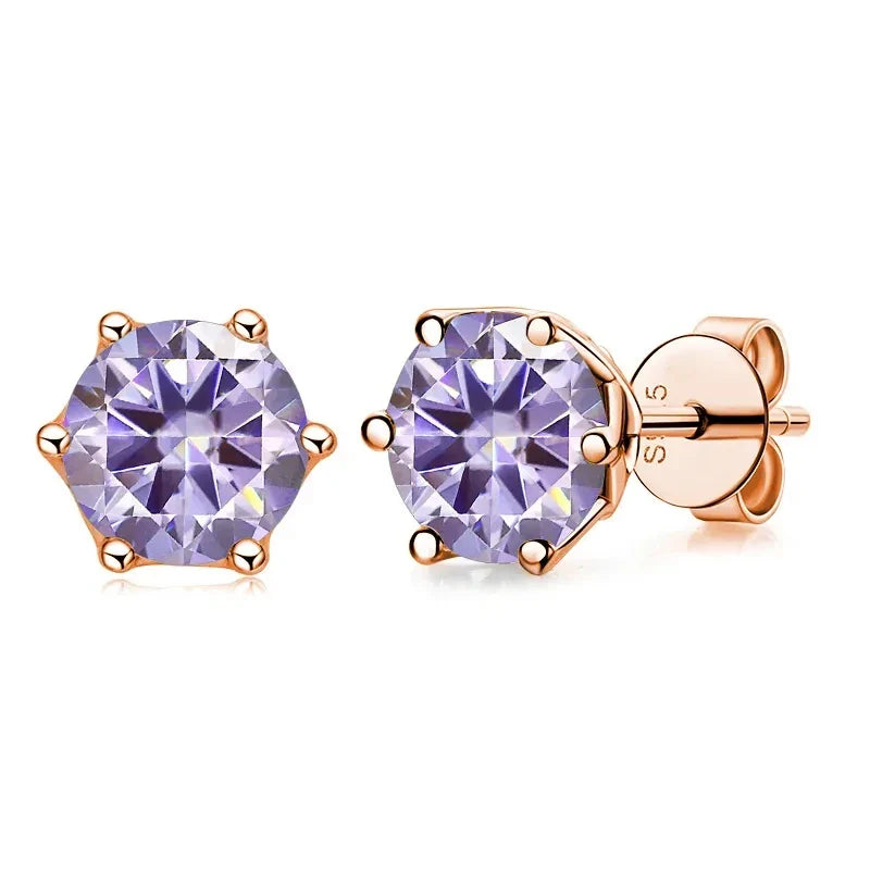 0.5-1ct D Color Moissanite Stud Earrings 925 Sterling Silver Gold Plated BandsCo Straps