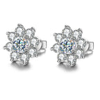 0.5 Ct Moissanite Flower Stud Earrings 925 Sterling Silver Solitaire Wedding BandsCo Straps