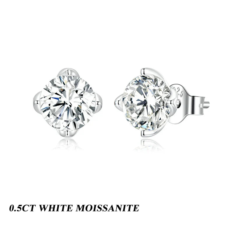 D Color VVS1 1ct Moissanite Stud Earrings 925 Sterling Silver Wedding Gift BandsCo Straps