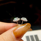 0.5ct Moissanite Halo Sunflower Stud Earrings 925 Sterling Silver Women BandsCo Straps