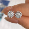 0.5ct Moissanite Halo Sunflower Stud Earrings 925 Sterling Silver Women BandsCo Straps