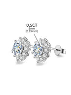 0.5ct Moissanite Halo Sunflower Stud Earrings 925 Sterling Silver Women BandsCo Straps