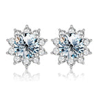 0.5ct Moissanite Halo Sunflower Stud Earrings 925 Sterling Silver Women BandsCo Straps