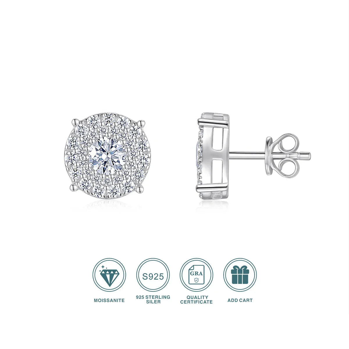 0.5Ct Moissanite Stud Earrings 925 Sterling Silver 18K Gold Plated Hypoallergenic BandsCo Straps