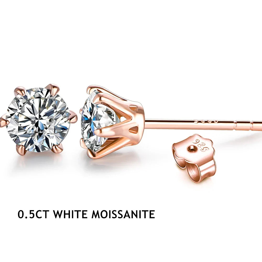 Colored Moissanite 1ct Round Cut Stud Earrings DVVS1 Lab Created 18K Gold BandsCo Straps
