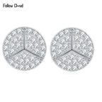 0.8ct Round Star Cut Moissanite D Color Halo Rhodium 925 Sterling Silver Studs BandsCo Straps