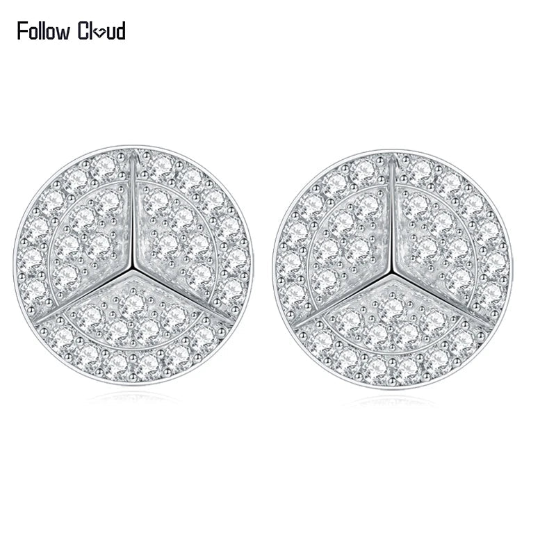 0.8ct Round Star Cut Moissanite D Color Halo Rhodium 925 Sterling Silver Studs BandsCo Straps