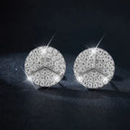 0.8ct Round Star Cut Moissanite D Color Halo Rhodium 925 Sterling Silver Studs BandsCo Straps