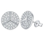 0.8ct Round Star Cut Moissanite D Color Halo Rhodium 925 Sterling Silver Studs BandsCo Straps