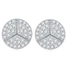 0.8ct Round Star Cut Moissanite D Color Halo Rhodium 925 Sterling Silver Studs BandsCo Straps