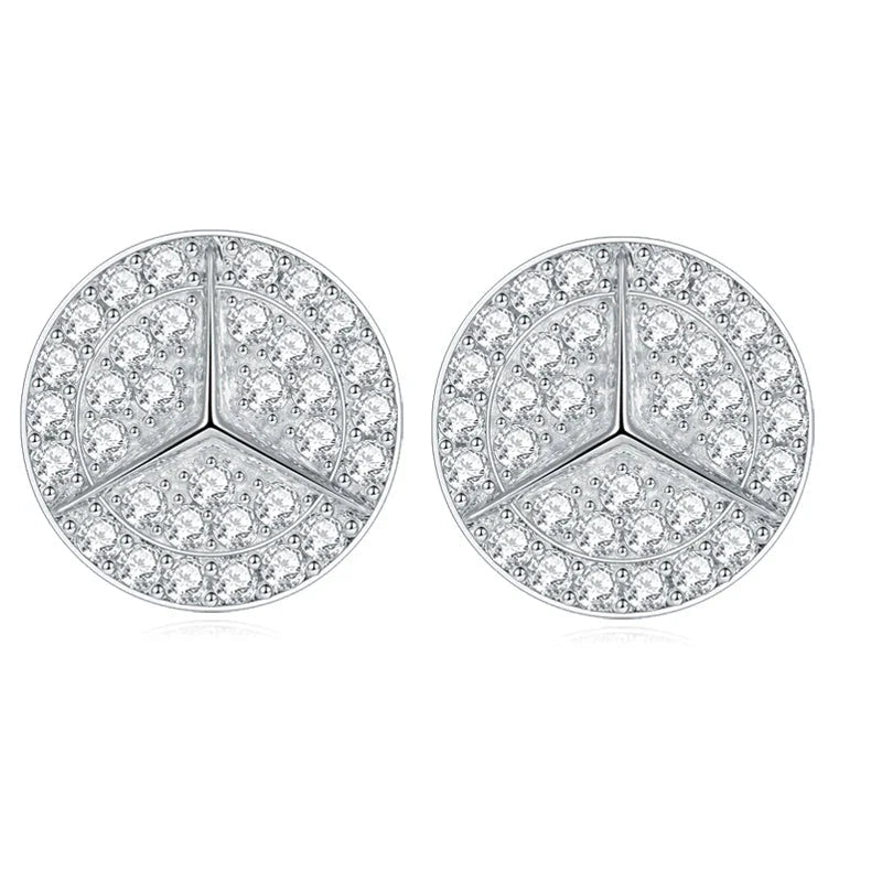 0.8ct Round Star Cut Moissanite D Color Halo Rhodium 925 Sterling Silver Studs BandsCo Straps