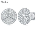0.8ct Round Star Cut Moissanite D Color Halo Rhodium 925 Sterling Silver Studs BandsCo Straps