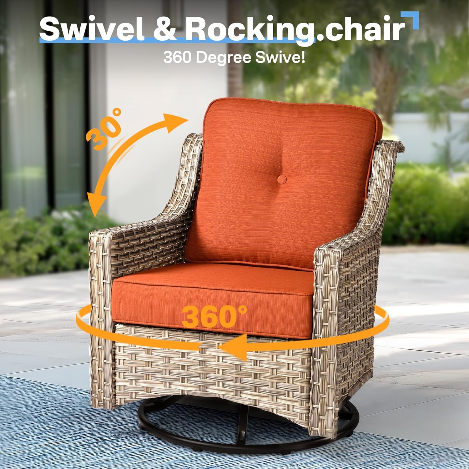 Outdoor Conversation Set with Fire Pit and Swivel Chairs Lootquake LLC