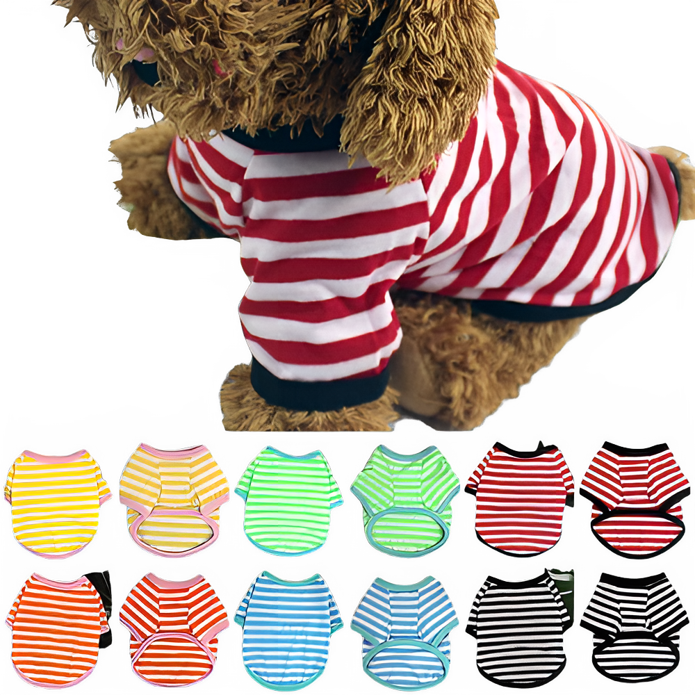 Stripe Spring Dog T-shirt Soft Small Medium Dog Puppy Clothing Shirt Vest Printed Pet Dog Puppy Vest T-shirt Dog Cloth Pi-Mart