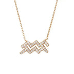 Zodiac Star Sign Pendant Necklace Rose Gold Aquarius