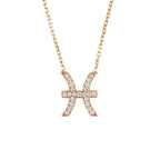 Zodiac Star Sign Pendant Necklace Rose Gold Pisces