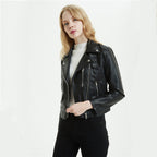 European And American Women's Short PU Motorcycle Jacket Pi-Mart
