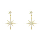 Petite Star Burst Drop Earrings | Gold CZ Celestial Jewelry - Femstylo