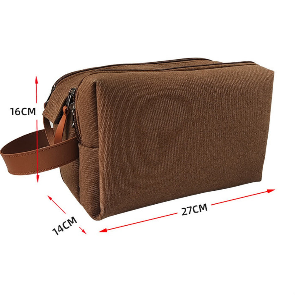 Large Capacity Men's Canvas Wash Bag – Durable Razor Storage & Cosmetic Bag with Ample Space for Travel Essentials - SJB-DIAMOND ELITES