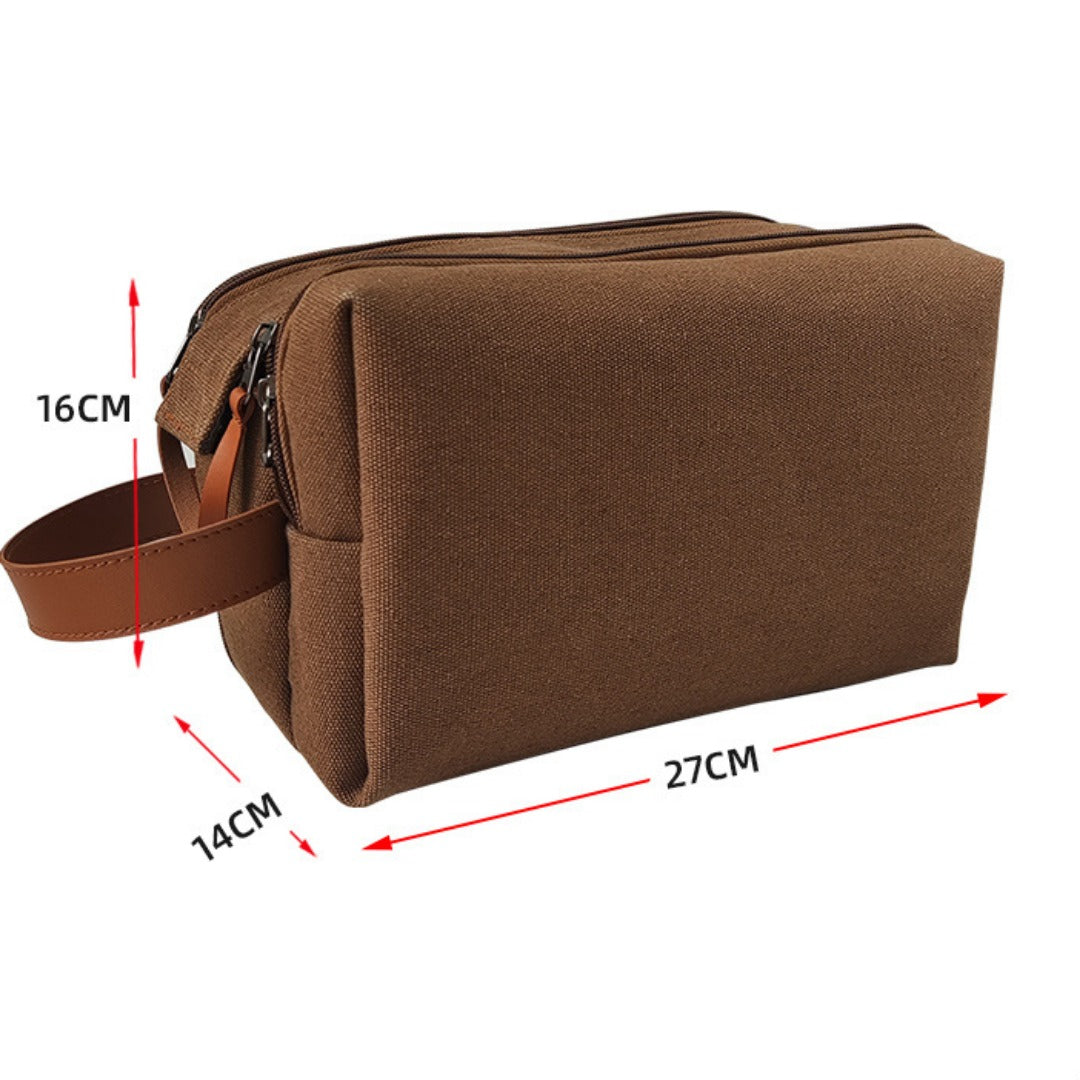 Large Capacity Men's Canvas Wash Bag – Durable Razor Storage & Cosmetic Bag with Ample Space for Travel Essentials - SJB-DIAMOND ELITES