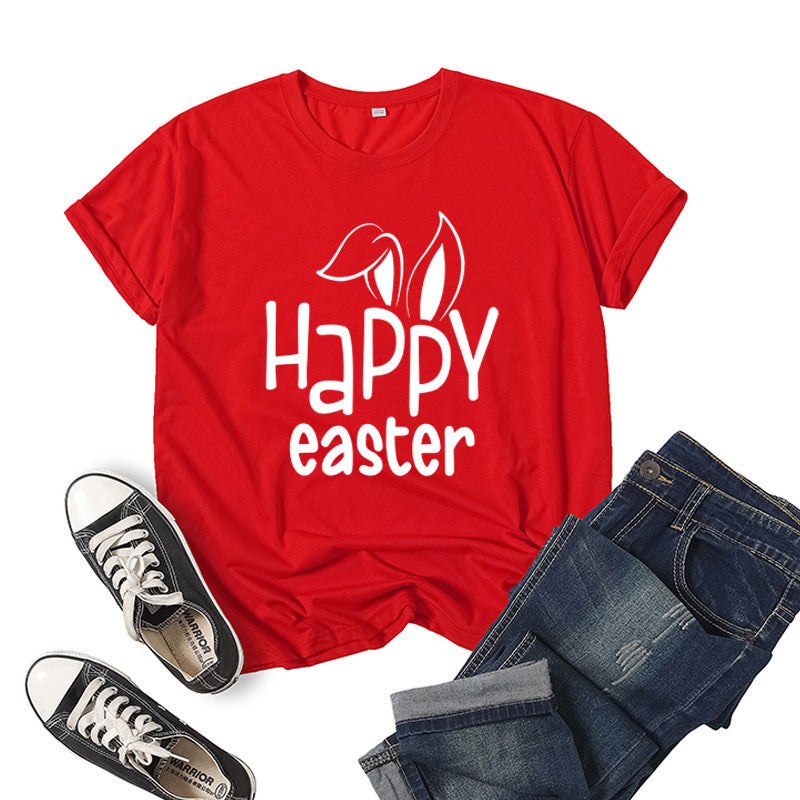 Women's Bunny Happy Easter Print Top Pi-Mart