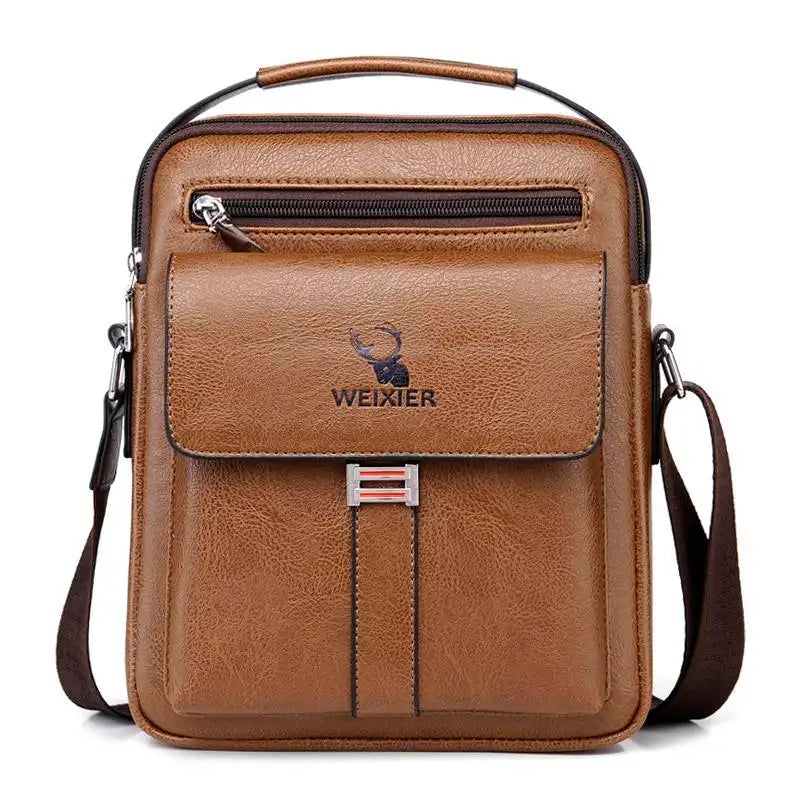 Leather Messenger Crossbody Shoulder Bag For Men Work Business Casual Adjustable Straps With  Metal Zipper - SJB-DIAMOND ELITES