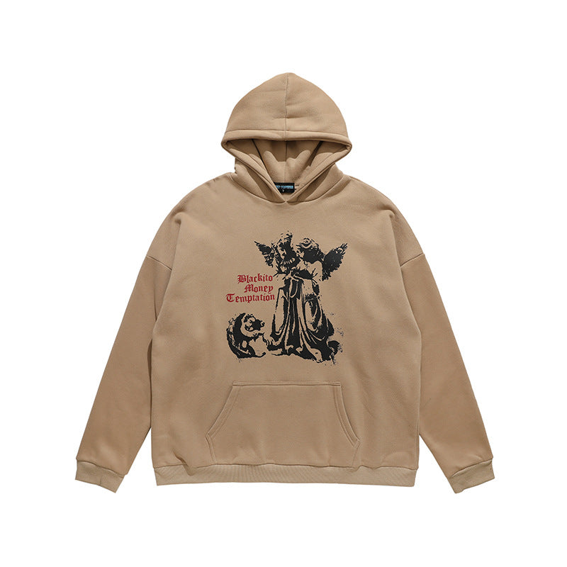 Men's Printed Couple Loose Hooded Sweatshirt Pi-Mart