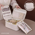 Makeup bag with compartments, makeup bag organizer, 6 large divisions portable large capacity high-end makeup bag, travel makeup brush cosmetic storage bag - SJB-DIAMOND ELITES