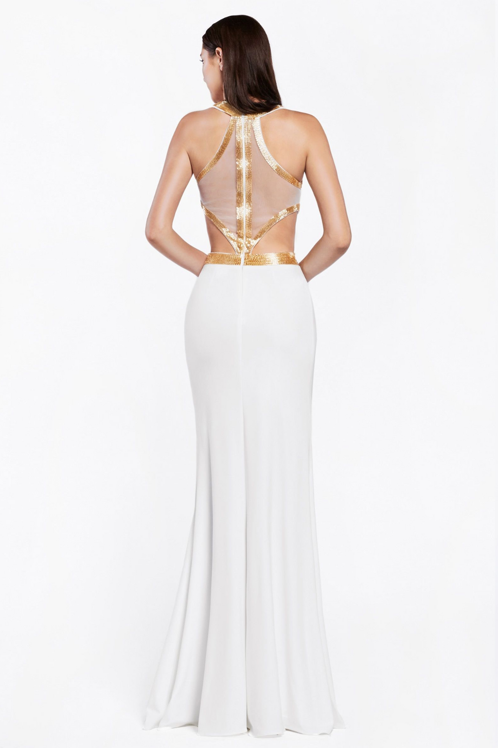 Illusion Halter Neckline Dress Purplish Diva