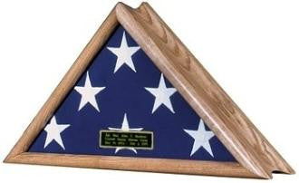 American Patriot Flag Display case Oak Finish, will hold a large American The Military Gift Store