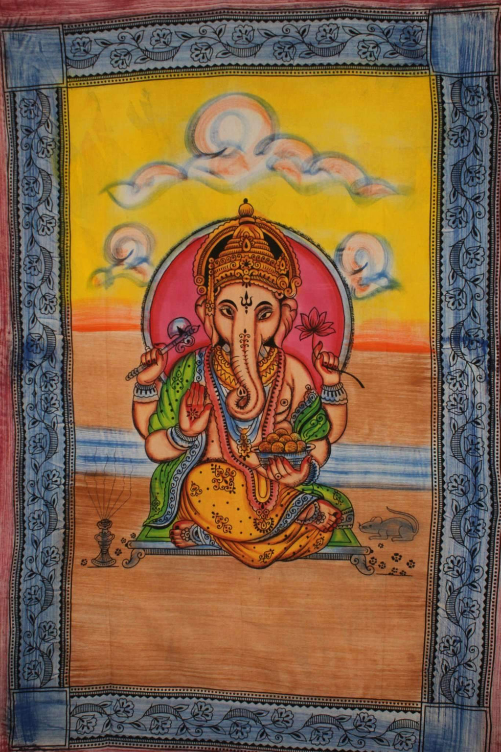 Ganesha Pastel Lotus Tapestry Twin Size Wall Hanging BandsCo Straps