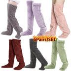 Cozy Couple's Thigh-High Fuzzy Socks - Warm, Durable Knit Over-The-Knee Stockings, Easy-Care Solid Hosiery Lootquake LLC