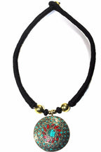 Mosaic Medallion Necklace Colorful Handplaced Brass Pendant BandsCo Straps
