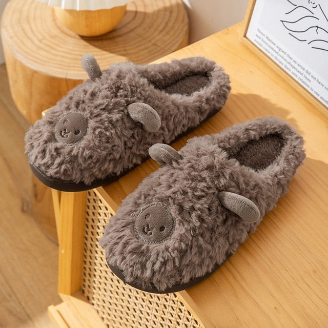 Plush Bedroom Cotton Fluffy Slippers Pi-Mart