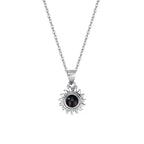 Female Sunflower Photo Projection 925 Pure Silver Necklace