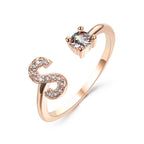 Adjustable 26 Initial Letter Ring Fashion Jewelry For Women Simple Elegant Jewelry Pi-Mart