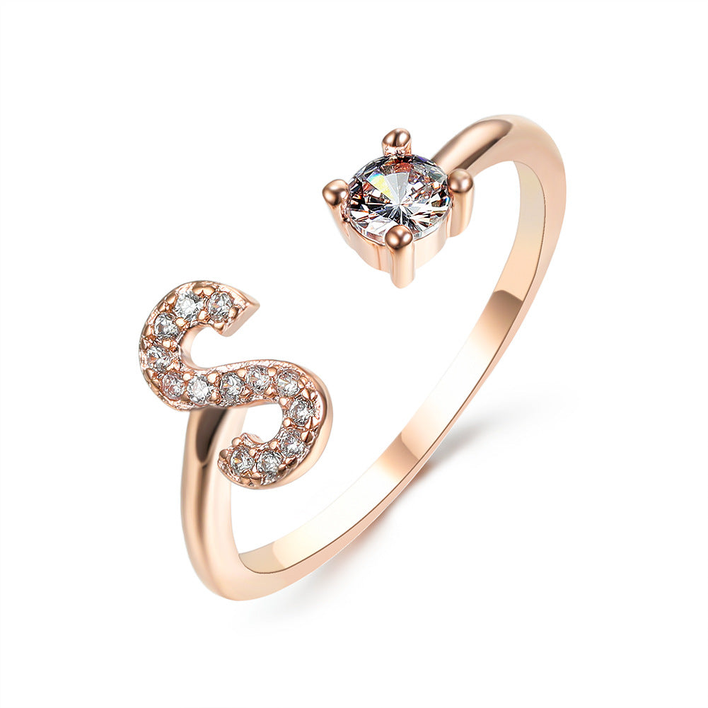 Adjustable 26 Initial Letter Ring Fashion Jewelry For Women Simple Elegant Jewelry Pi-Mart