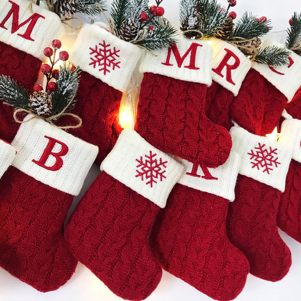 Knitted Christmas Letter Socks Pi-Mart