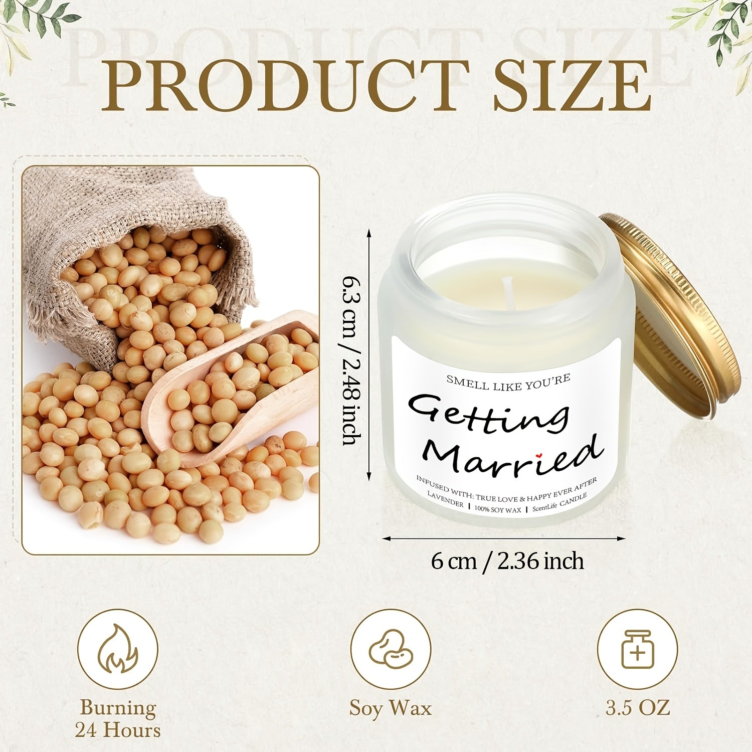 Lavender Bliss Bridal Shower Candle - 3.5oz Soy Wax Scented Candle with True Love & Happy Ever After Aroma, Ideal for Engagement, Bachelorette Party & Wedding Gifts, Infused with Lavender Essence, Wedding Favor Candle|Elegant Lootquake LLC