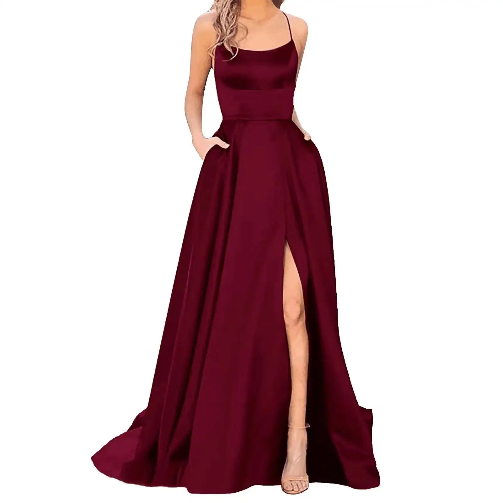 Solid Color Long Slimming And Shoulder Hollow Girlfriends Fashion Bridesmaid Party Dress - SJB-DIAMOND ELITES